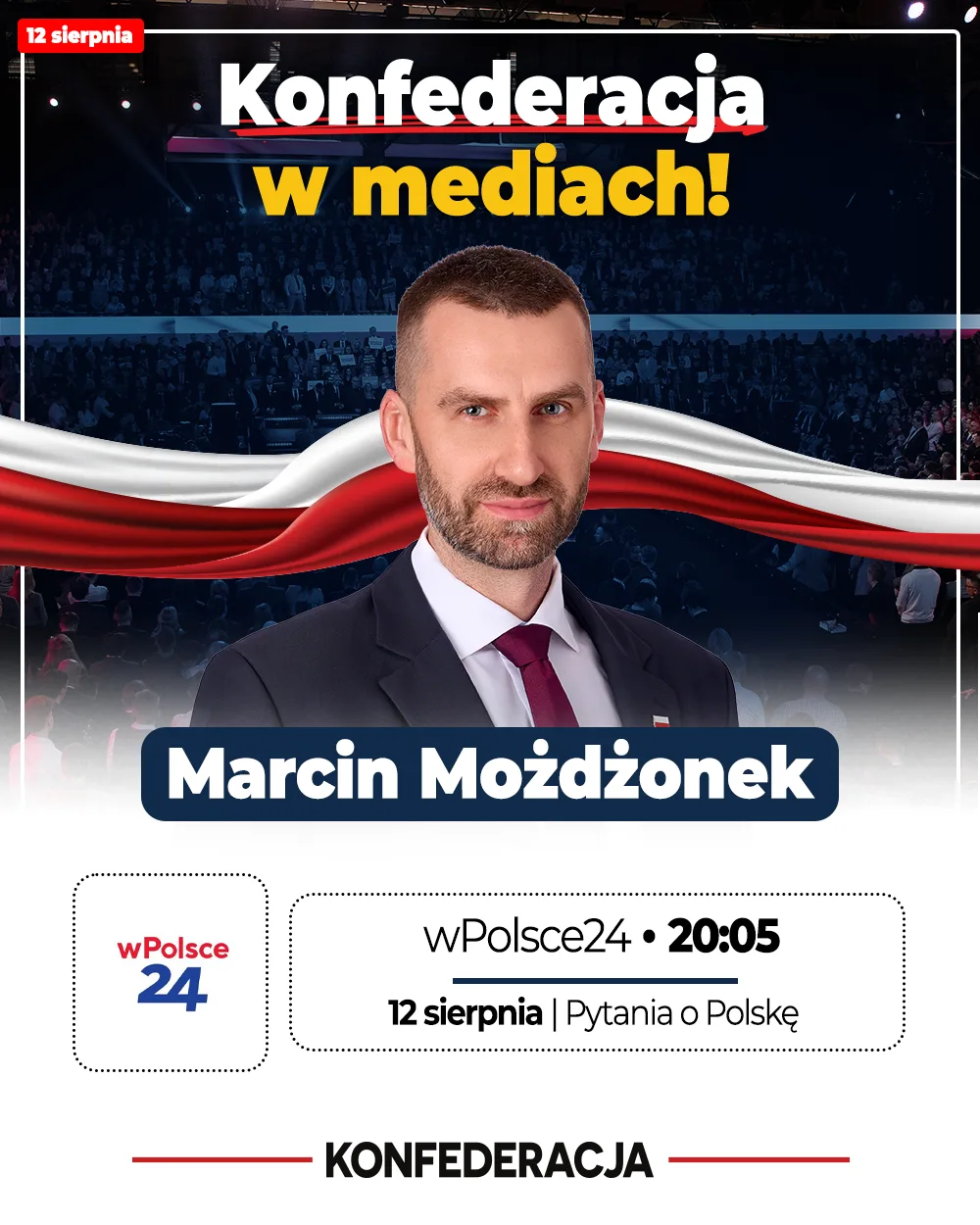 Dedykowana grafika zapowiadająca występ medialny